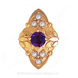 GS519 AMY/PL - 14 Karat Gold Slide with Amethyst center and Pearl accents 
